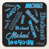 Your name pattern monogram blue red black colour kartonnen onderzetters (Voorkant)