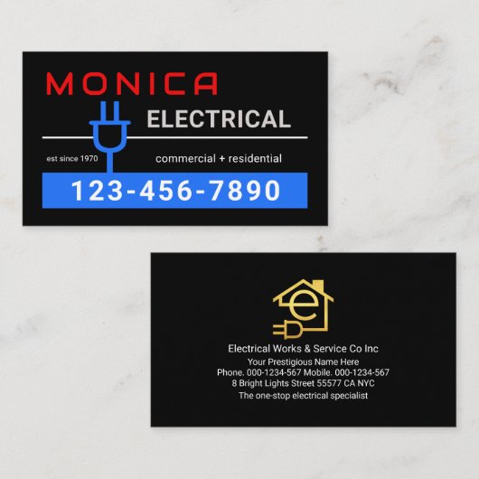 Your Name Powers Electric Plug Visitekaartje (Voorkant / Achterkant)