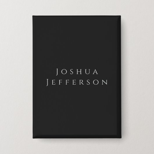 Your Name Professional Creative Plain Black Grey Button (Voorkant)