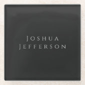 Your Name Professional Creative Plain Black Grey Glazen Onderzetter (Voorkant)