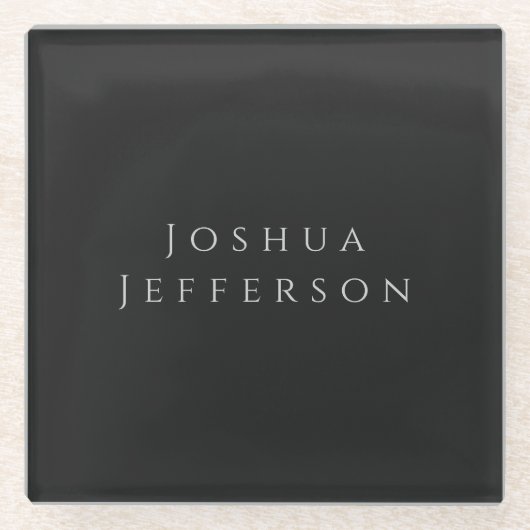 Your Name Professional Creative Plain Black Grey Glazen Onderzetter (Voorkant)