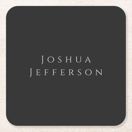 Your Name Professional Creative Plain Black Grey Kartonnen Onderzetters (Voorkant)