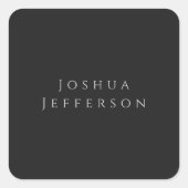 Your Name Professional Creative Plain Black Grey Vierkante Sticker (Voorkant)