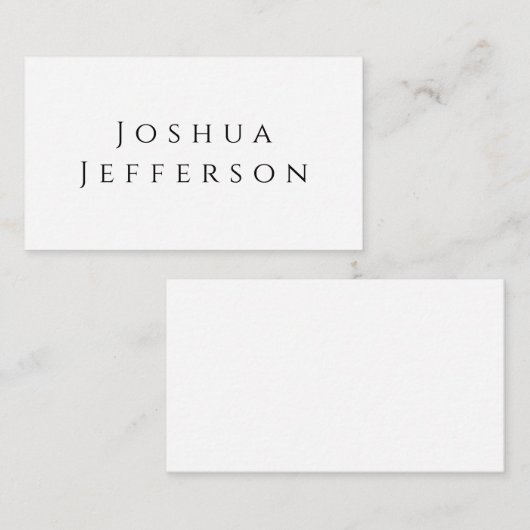 Your Name Professional Creative Plain Black White Informatiekaartje (Voorkant / Achterkant)