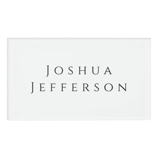 Your Name Professional Creative Plain Black White Naambadge (Voorkant)