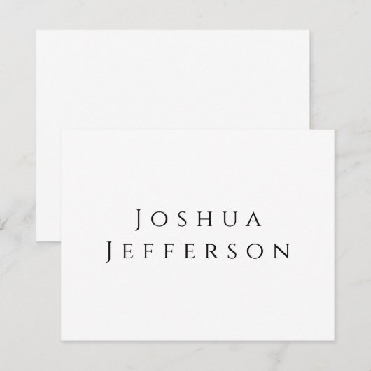 Your Name Professional Creative Plain Black White Notitiekaartje (Voorkant / Achterkant)