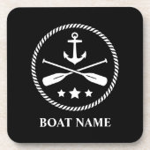 Your Name with Anchor & Crossed Oars Bier Onderzetter (Voorkant)