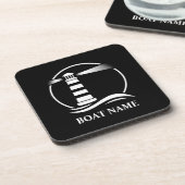 Your Name with Classic Lighthouse Bier Onderzetter (Linkerzijde)