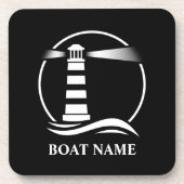 Your Name with Classic Lighthouse Bier Onderzetter (Voorkant)