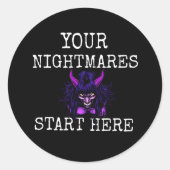 Your nightmares start here , HorrorArt Ronde Sticker (Voorkant)