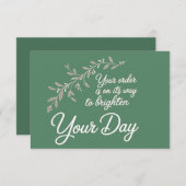 Your Order is On Its Way Flat Thank You Card Bedankkaart (Voorkant / Achterkant)