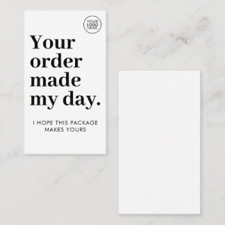 Your Order Made My Day | Cute Business Thank You Visitekaartje