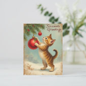 Your Own Text Season’s Greetings Kitten Postcard Feestdagenkaart (Staand voorkant)