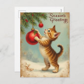 Your Own Text Season’s Greetings Kitten Postcard Feestdagenkaart (Voorkant / Achterkant)