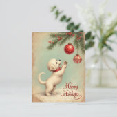 Your Own Text Season’s Greetings Puppy Postcard Feestdagenkaart (Staand voorkant)