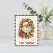 Your Personalised Photo Vintage Christmas Santa  Feestdagenkaart (Staand voorkant)