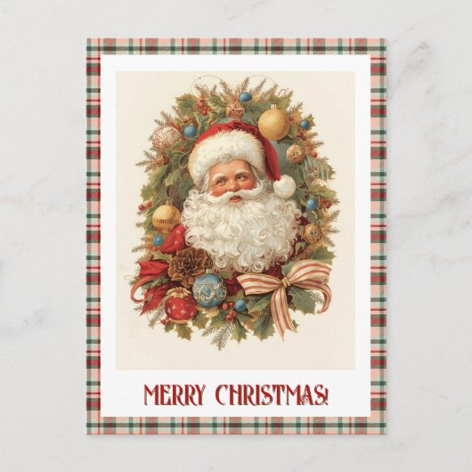 Your Personalised Photo Vintage Christmas Santa  Feestdagenkaart (Voorkant)