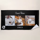 Your pet dog chihuahua custom photos collage name strandlaken (Voorkant)