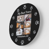 Your pet dog custom photo collage best friend name grote klok (Hoek)
