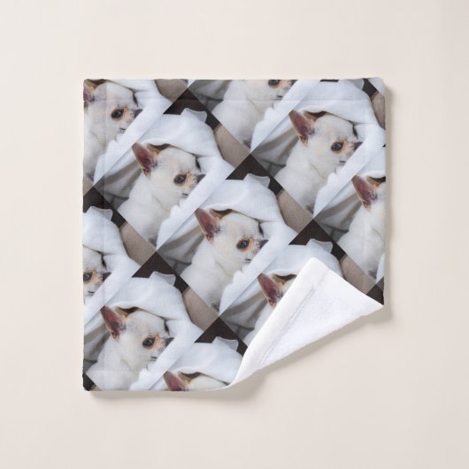 Your pet dog puppy custom photo chihuahua pattern bad handdoek (Wasdoekje)