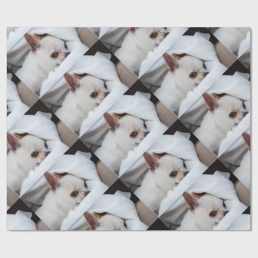 Your pet dog puppy custom photo chihuahua pattern cadeaupapier (Vlak)