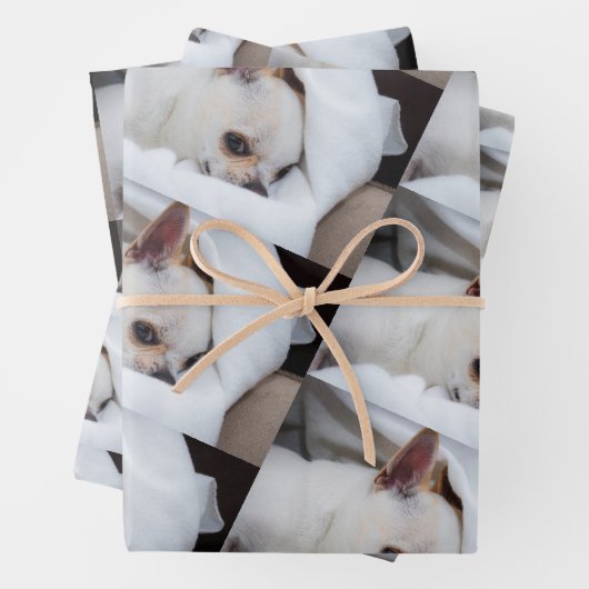 Your pet dog puppy custom photo chihuahua pattern inpakpapier vel (In situ)
