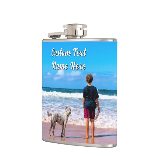 Your Pet Photo Flask Personalized Text Heupfles (Links)