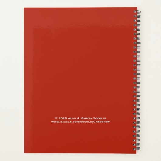 Your Pet Photo, Name, Red Background, Spiral Planner (Achterkant)