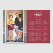 Your Photo 2026 Calendar Monogram Name Red Magnet (Voorkant)
