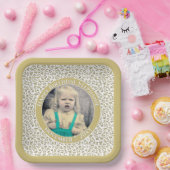 Your Photo 45 Random Number Pattern Gold/White Papieren Bordje (Feest)