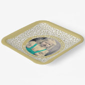 Your Photo 45 Random Number Pattern Gold/White Papieren Bordje (Gebogen)