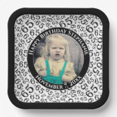 Your Photo 65 Random Number Pattern Black/White Papieren Bordje (Voorkant)