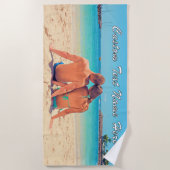 Your Photo Beach Towel Gift with Custom Text Name Strandlaken (Voorkant)