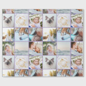 Your Photo Custom Grid Collage Lavender purple Cadeaupapier (Vlak)