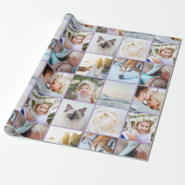 Your Photo Custom Grid Collage Lavender purple Cadeaupapier