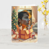 Your Photo Gift from Pets Holiday Greeting Card Kaart (Gele Bloem)