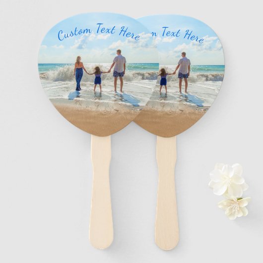 Your Photo Hand Fan with Custom Text Handwaaier (Voorkant en achterkant)