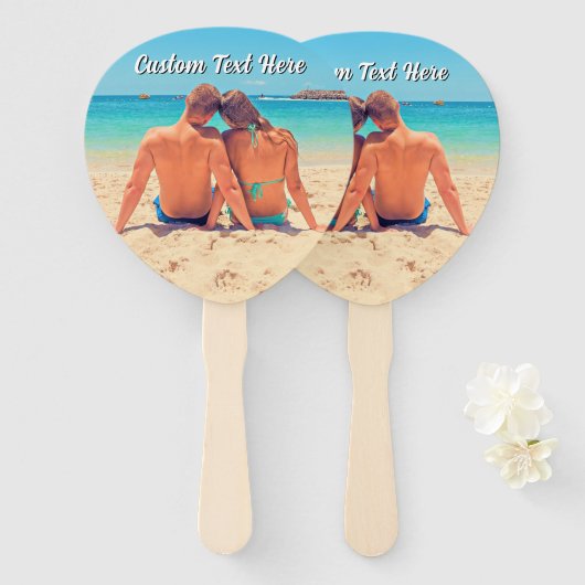Your Photo Hand Fan with Custom Text Handwaaier (Voorkant en achterkant)