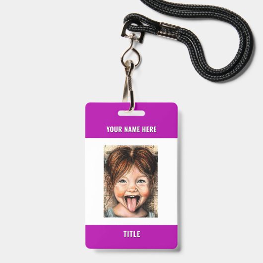 Your Photo Name Info Business Badges Example (Voorzijde met lanyard)