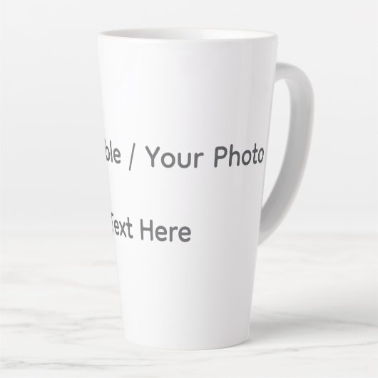 Your Photo or Text Here (Customizable Design) Latte Mok (Rechterhoek)