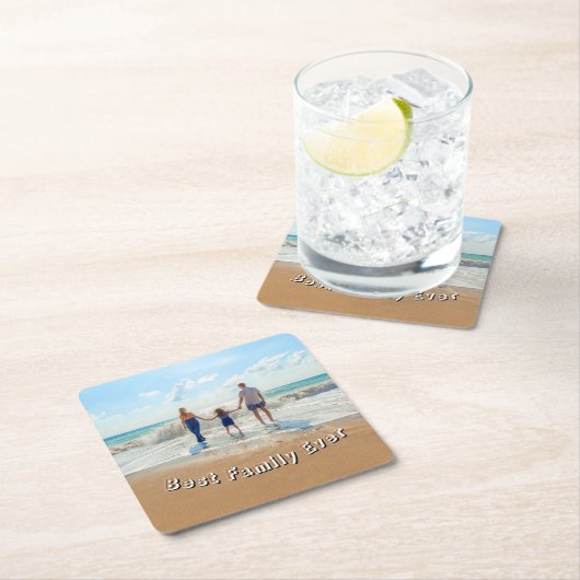 Your Photo Paper Coaster Text - Best Family Ever Kartonnen Onderzetters (Insitu)