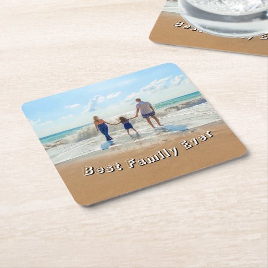 Your Photo Paper Coaster Text - Best Family Ever Kartonnen Onderzetters (Schuin)