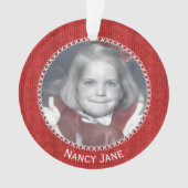 Your Photo Red Knit Pattern Picture Frame Ornament (voorkant)