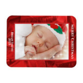 Your Photo Text - Holiday Red Metallic Magneet (Horizontaal)