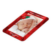 Your Photo Text - Holiday Red Metallic Magneet (Linkerzijde)