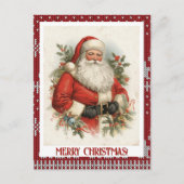 Your Photo Vintage Christmas Santa Personalised  Feestdagenkaart (Voorkant)