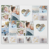 Your Photos Custom Collage Grid Heart Modern Cadeaupapier (Vlak)