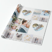 Your Photos Custom Collage Grid Heart Modern Cadeaupapier (Uitgerold)
