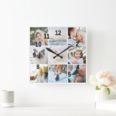 Your Photos Custom Modern Collage Simple Vierkante Klok (Huis)