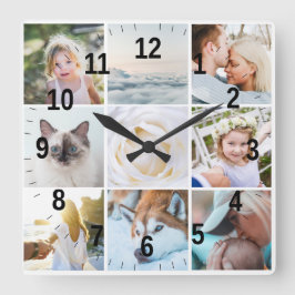 Your Photos Custom Modern Collage Simple Vierkante Klok